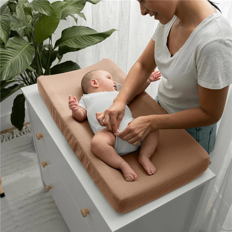 Comfy Cubs - Muslin Fitted Changing Pad Cover, Cedar - Image 2