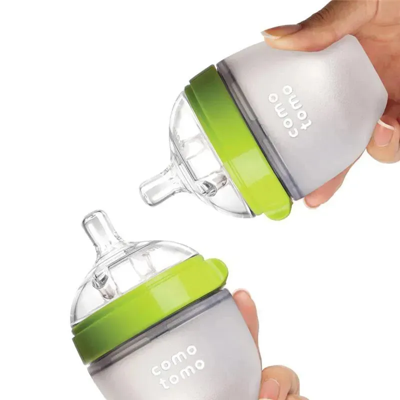 Comotomo - 2Pk Natural Feel Baby Bottle, Green (5Oz) - Image 7