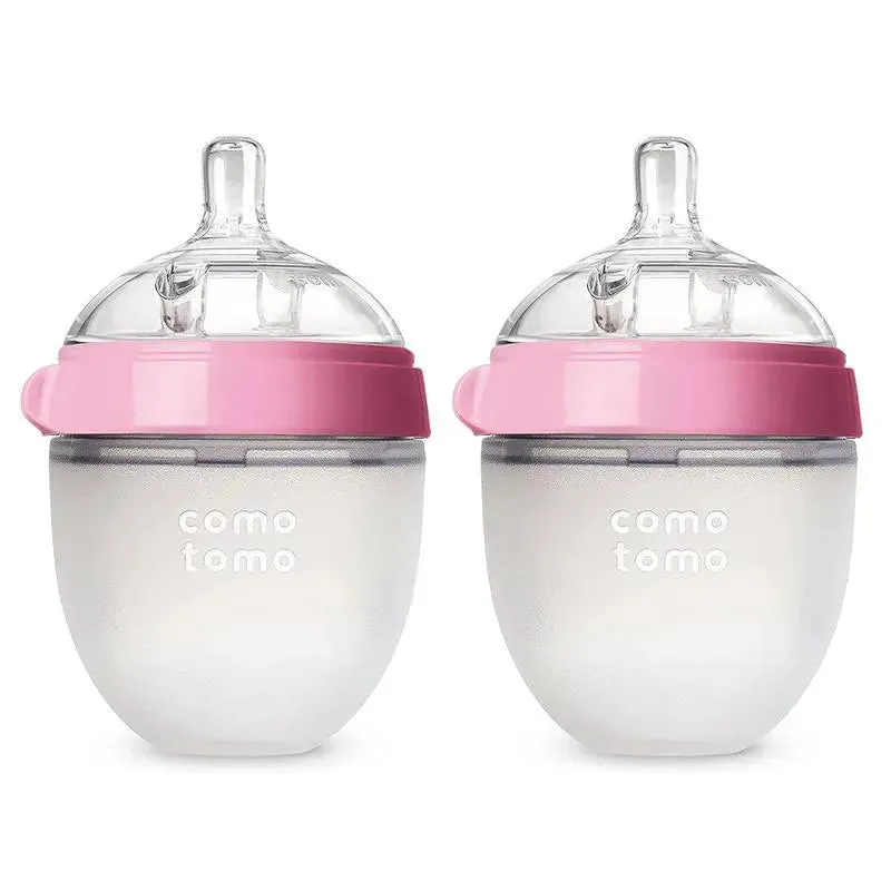 Comotomo - 2Pk Natural Feel Baby Bottle, Pink (5Oz)