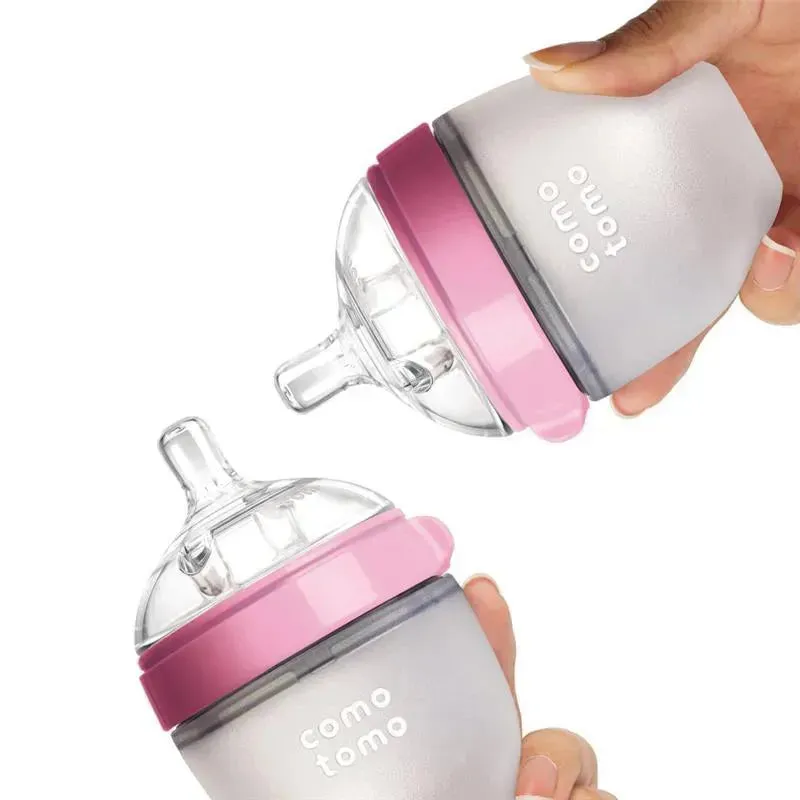 Comotomo - 2Pk Natural Feel Baby Bottle, Pink (5Oz) - Image 6