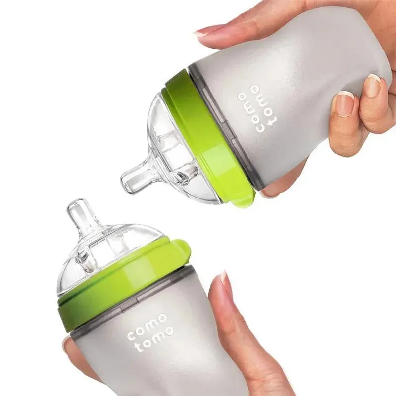 Comotomo - 2Pk Natural Feel Baby Bottle, Green (8Oz) - Image 5