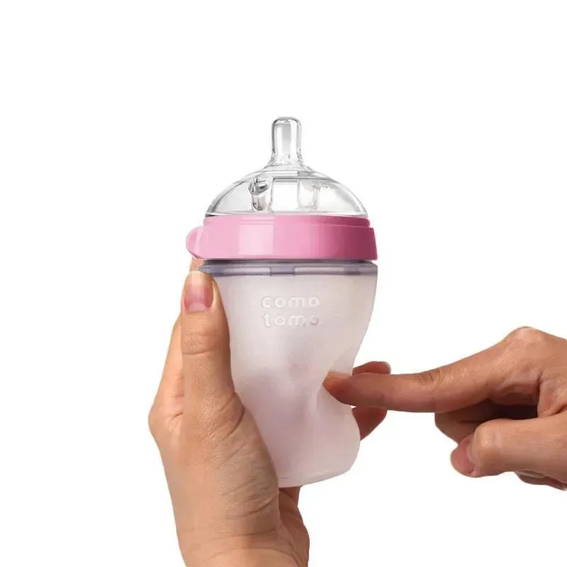 Comotomo - 8Oz Natural Feel Baby Bottle, Pink - Image 2