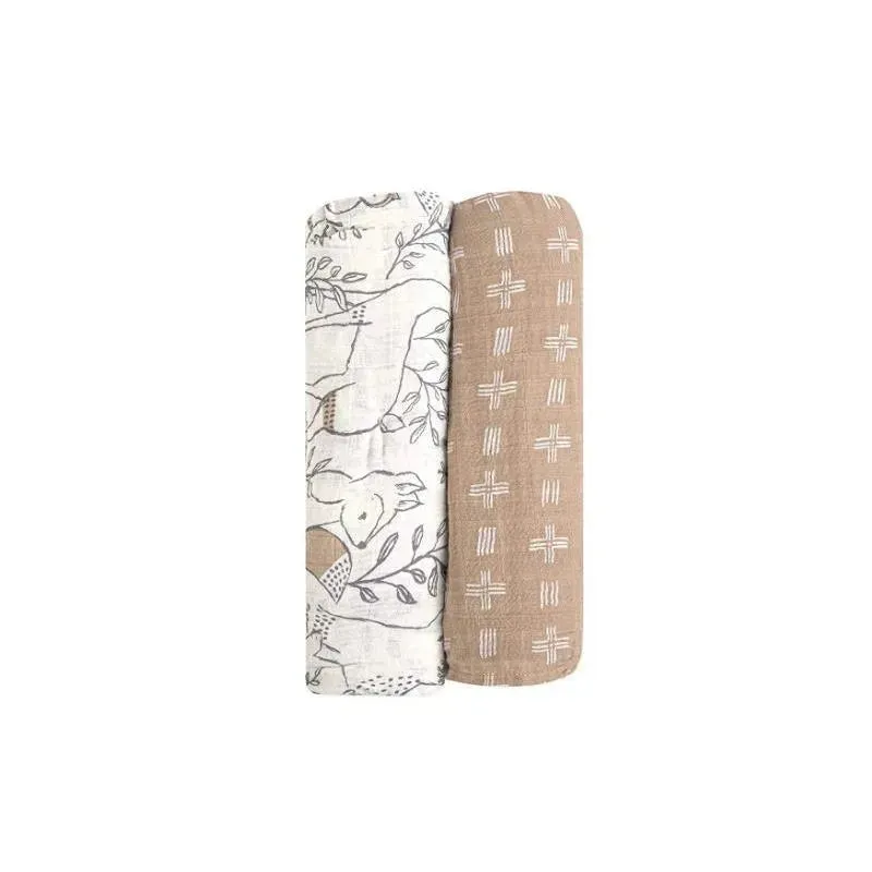 Crane - 2Pk Baby Soft Muslin Swaddle, Woodland Animal