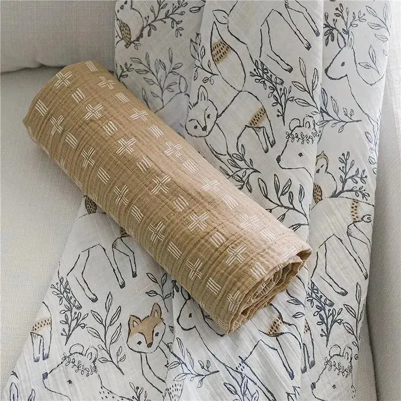 Crane - 2Pk Baby Soft Muslin Swaddle, Woodland Animal - Image 2