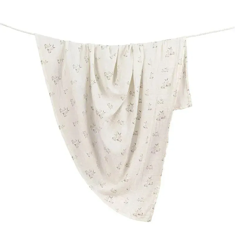 Crane - Baby 100% Organic Cotton Bunny Single Baby Swaddle Wrap