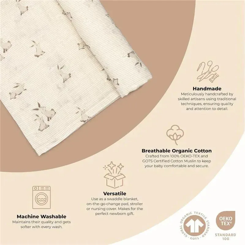 Crane - Baby 100% Organic Cotton Bunny Single Baby Swaddle Wrap - Image 5