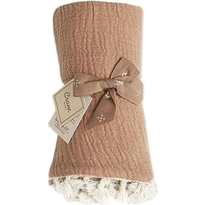 Crane - Baby Muslin Swaddle Blanket, Copper Red - Image 3