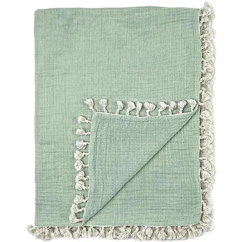 Crane - Baby Muslin Swaddle Blanket, Evergreen