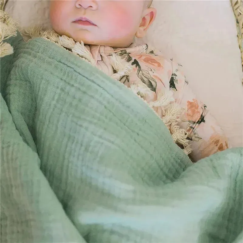 Crane - Baby Muslin Swaddle Blanket, Evergreen - Image 2