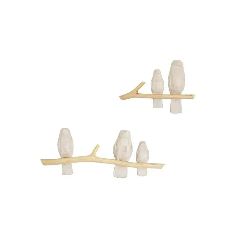 Crane - Baby Woodland Nursery and Toddler Room Décor, 2 Piece Wooden Wall Décor, Bird Perch
