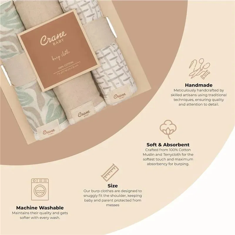 Crane Bedding - Cove 3-Pc. Baby Burp Cloth Set, Beach Life - Image 2