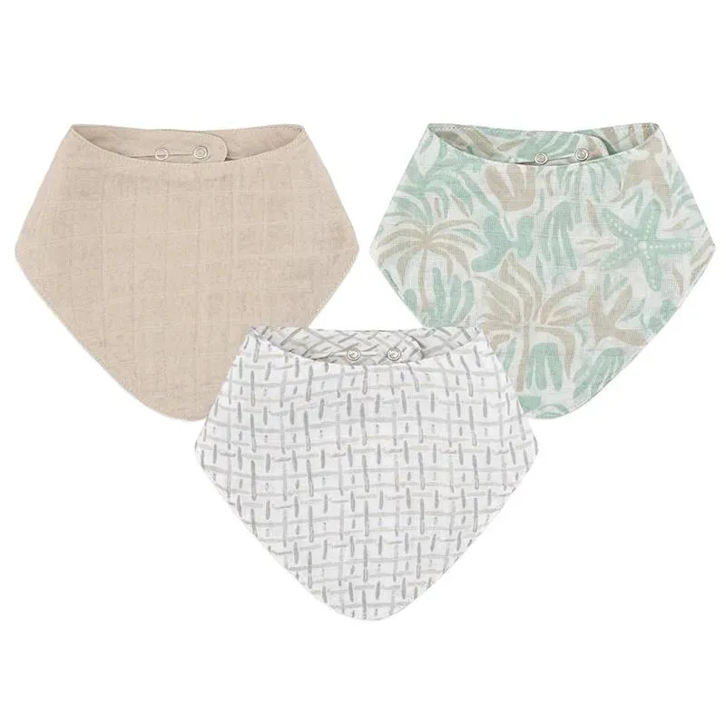 Crane Bedding - Cove 3-Pc. Muslin Bib Set, Beach Life