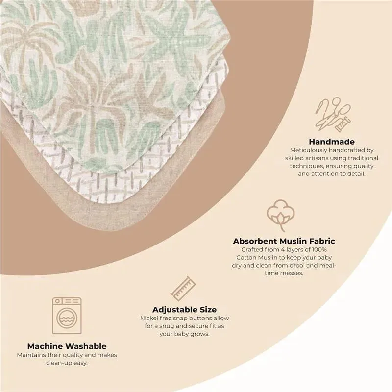 Crane Bedding - Cove 3-Pc. Muslin Bib Set, Beach Life - Image 2