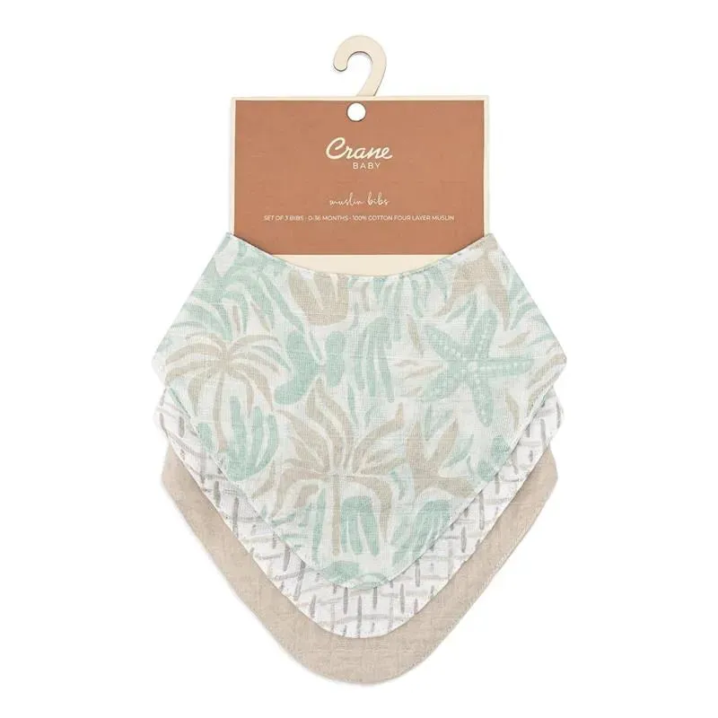 Crane Bedding - Cove 3-Pc. Muslin Bib Set, Beach Life - Image 3