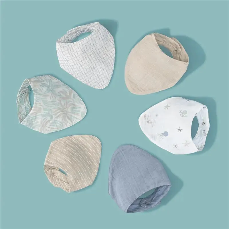 Crane Bedding - Cove 3-Pc. Muslin Bib Set, Ocean Life - Image 2