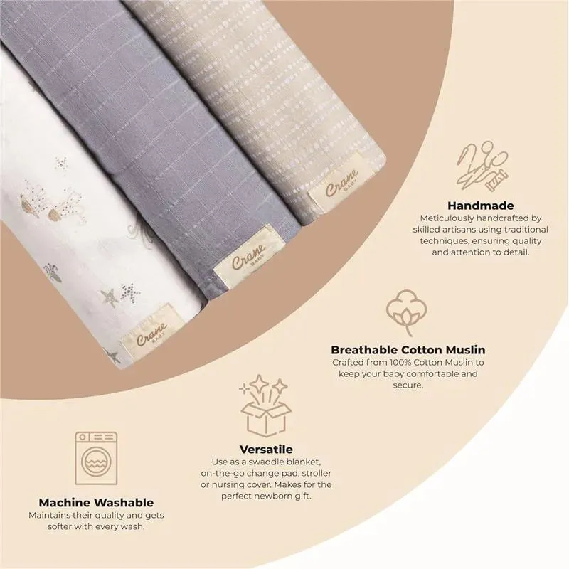 Crane Bedding - Cove 3-Pc. Swaddle Set, Sea Life - Image 9