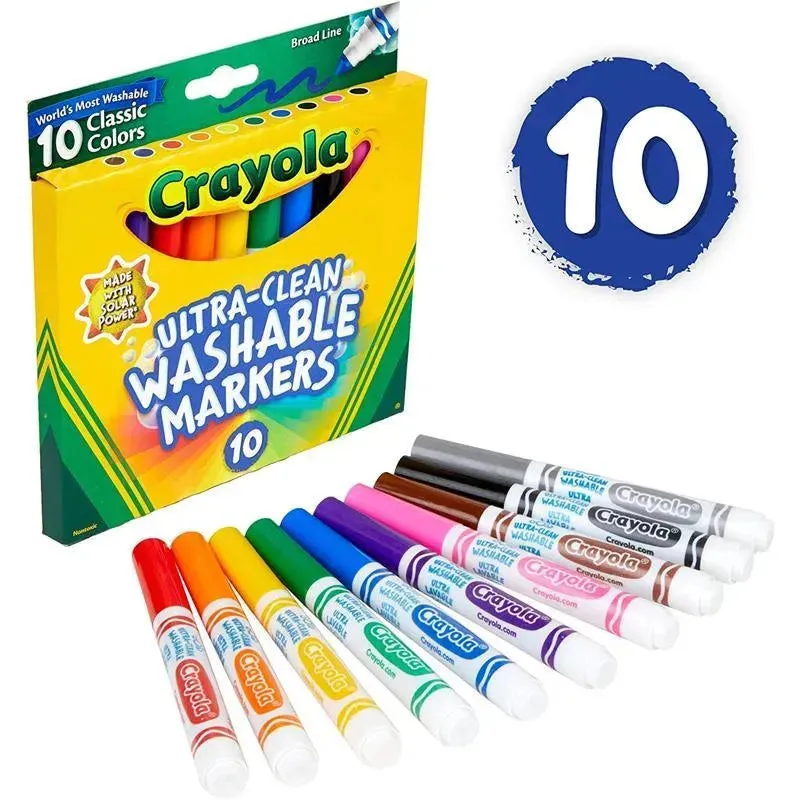 Crayola - 10 Ct Ultra-Clean Washable Classic, Broad Line Markers - Image 6