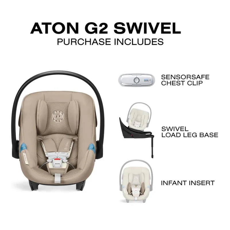 Cybex Aton G2 Swivel Infant Car Seat With Load Leg Base, Almond Beige - Image 2