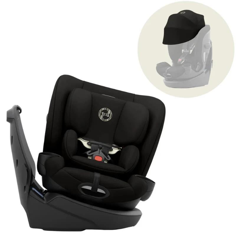 Cybex Callisto G 360 Select Rotating All-In-One Convertible Car Seat + Canopy Bundle, Black