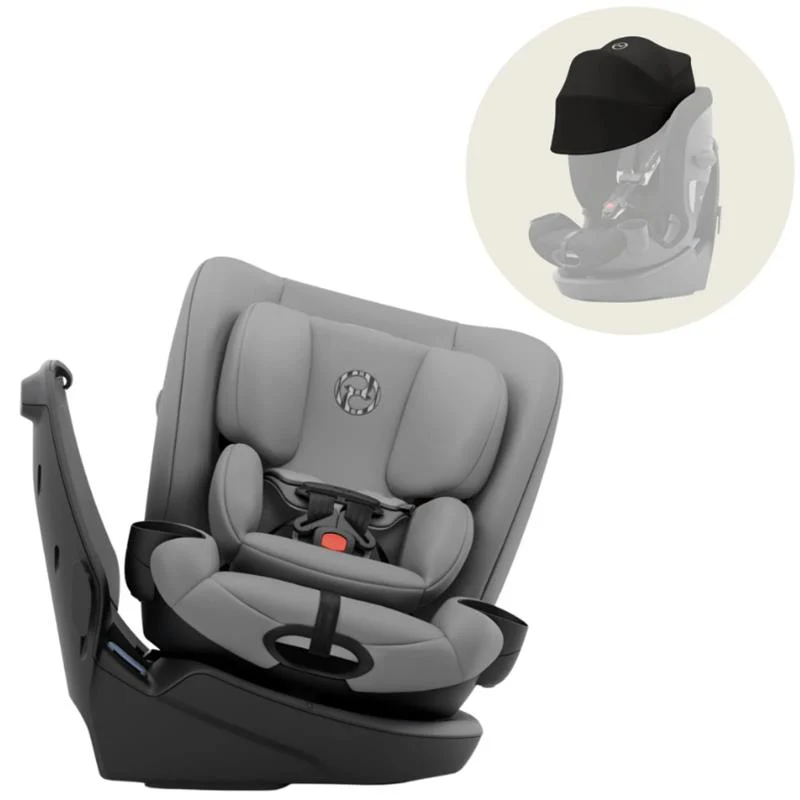 Cybex Callisto G 360 Select Rotating All-In-One Convertible Car Seat Grey + Black Canopy Bundle