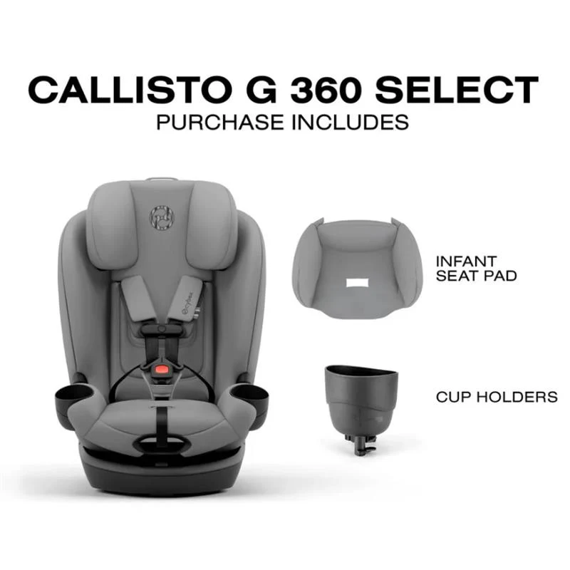 Cybex Callisto G 360 Select Rotating All-In-One Convertible Car Seat Grey + Black Canopy Bundle - Image 7