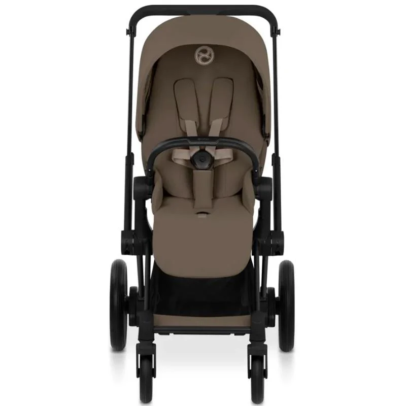 Cybex E-Priam Stroller, Matte Black Frame/Coconut Brown Lux Seat - Image 2
