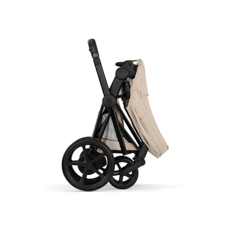Cybex E-Priam Stroller, Matte Black Frame/Cozy Beige Lux Seat - Image 4