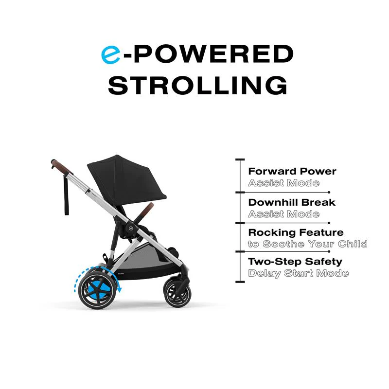 Cybex - Egazelle S Electronic Assist Stroller, Silver Frame With Moon Black Seat - Image 8