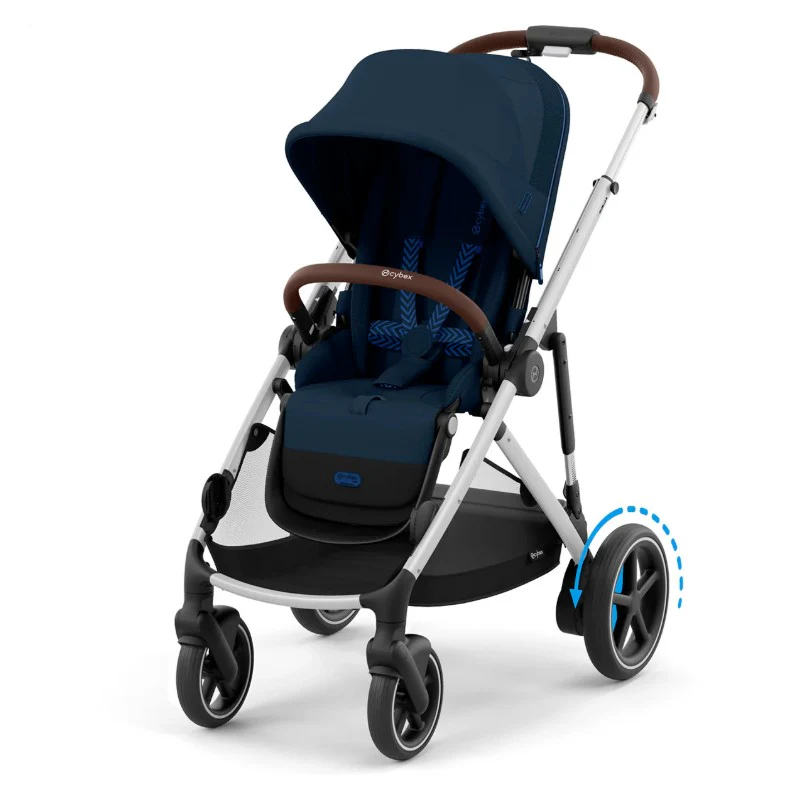Cybex - Egazelle S Single-to-Double Stroller, Silver Frame/Ocean Blue