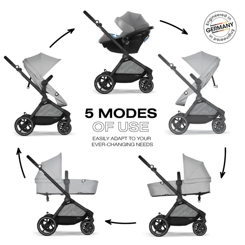Cybex - EOS 5-in-1 Travel System Stroller + Lightweight Aton G Infant Car Seat, Lava Grey - Image 3