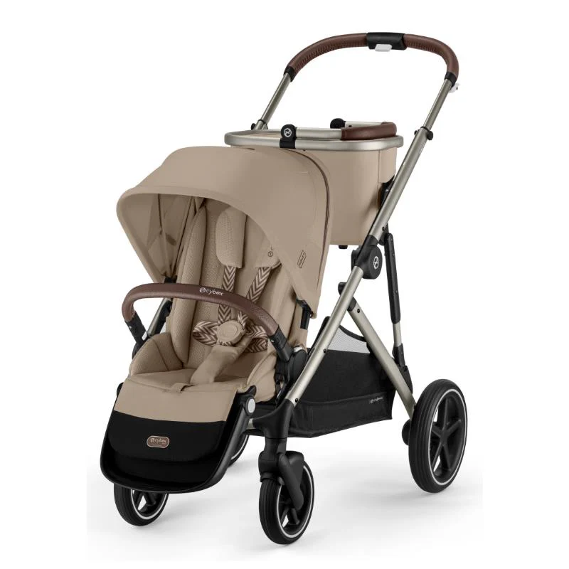 Cybex - Gazelle S 2 Single-to-Double Stroller, Taupe Frame/Almond Beige