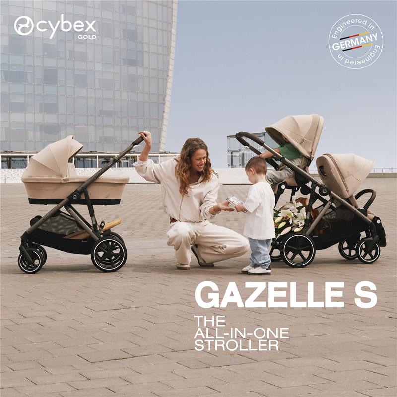 Cybex - Gazelle S 2 Single-to-Double Stroller, Taupe Frame/Almond Beige - Image 2