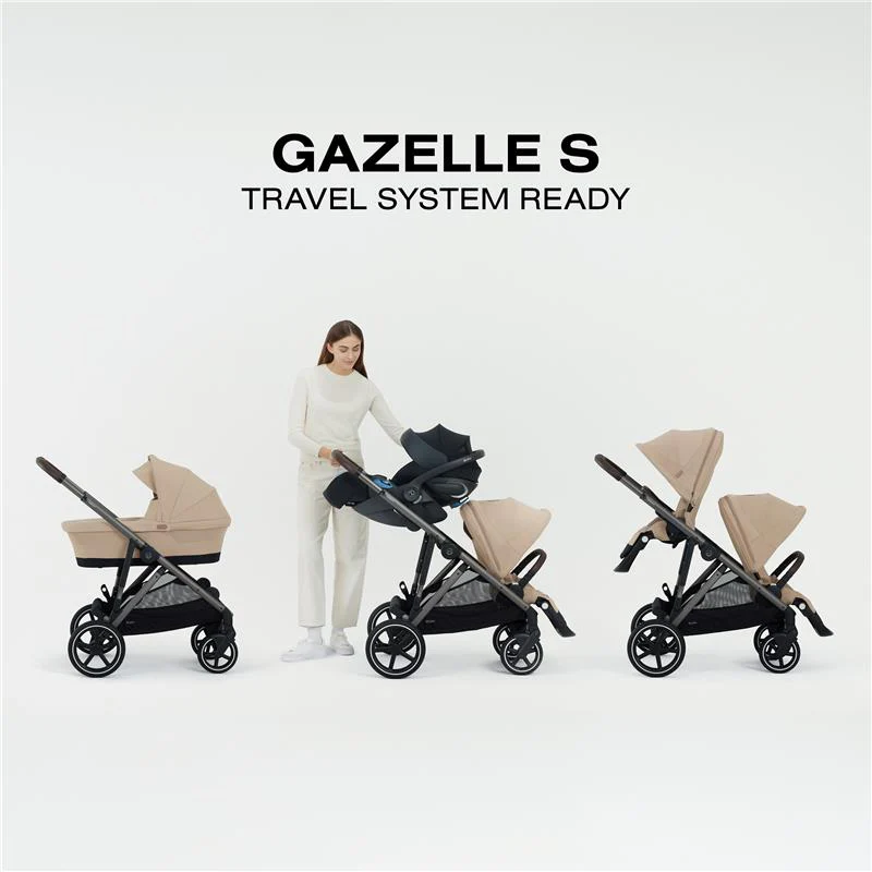 Cybex - Gazelle S 2 Single-to-Double Stroller, Taupe Frame/Almond Beige - Image 8
