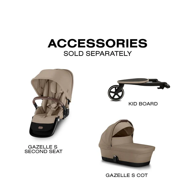 Cybex - Gazelle S 2 Single-to-Double Stroller, Taupe Frame/Almond Beige - Image 9