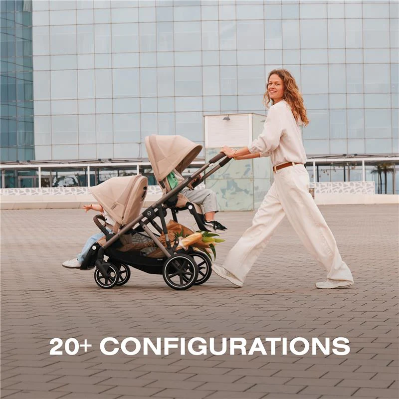 Cybex - Gazelle S 2 Single-to-Double Stroller, Silver Frame/Moon Black - Image 3