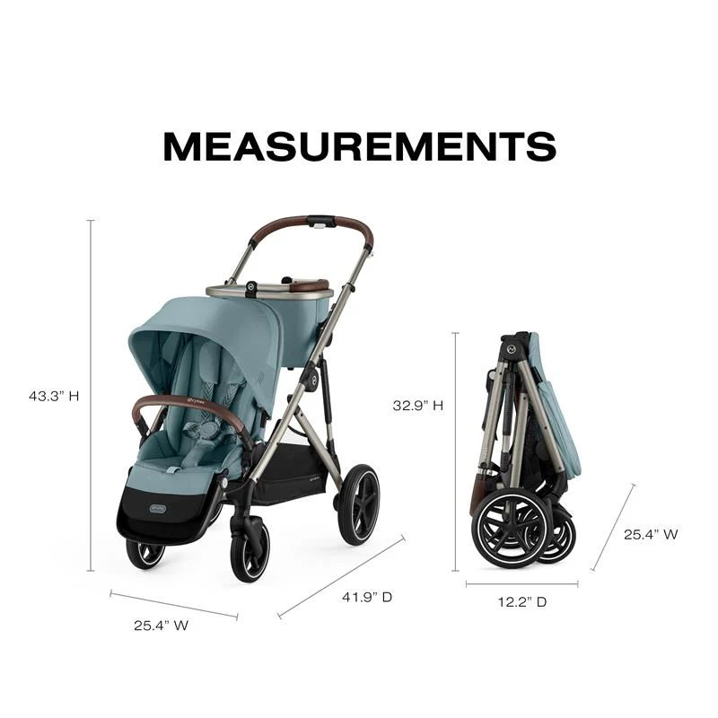 Cybex - Gazelle S 2 Single-to-Double Stroller, Taupe Frame /Sky Blue - Image 6
