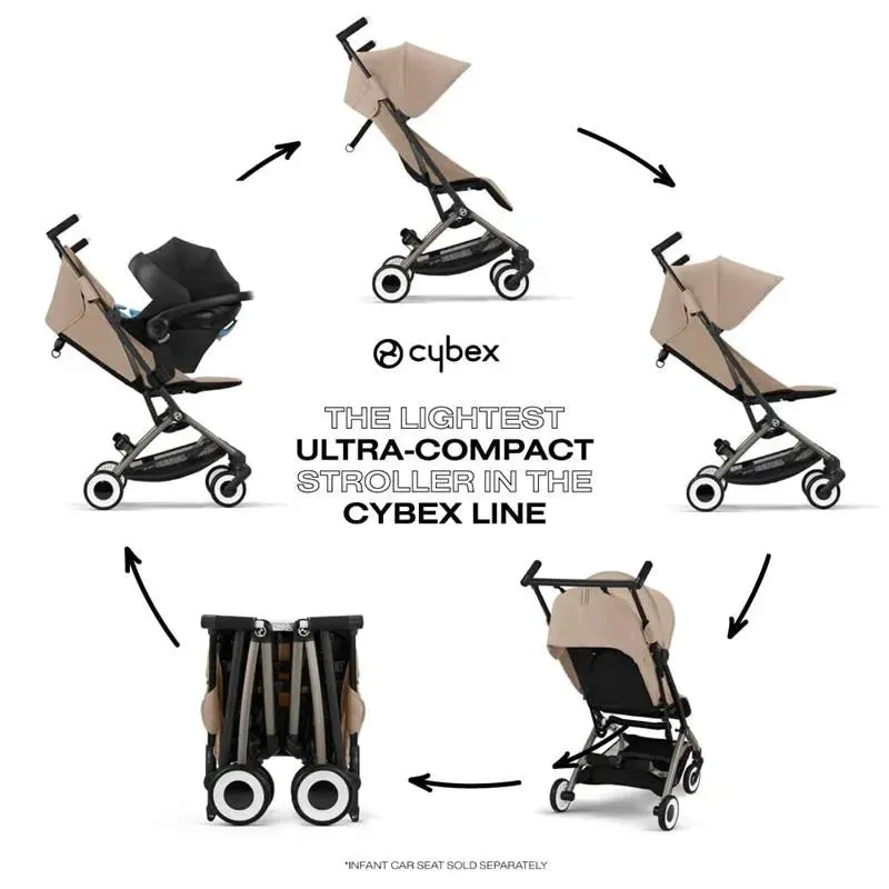 Cybex - Libelle Lightweight Travel Baby Stroller with Ultra Compact Carry On Fold, Almond Beige - Image 4