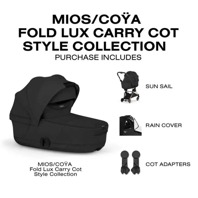 Cybex Mios/Coya Fold Lux Carry Cot Style Collection, Sepia Black - Image 6