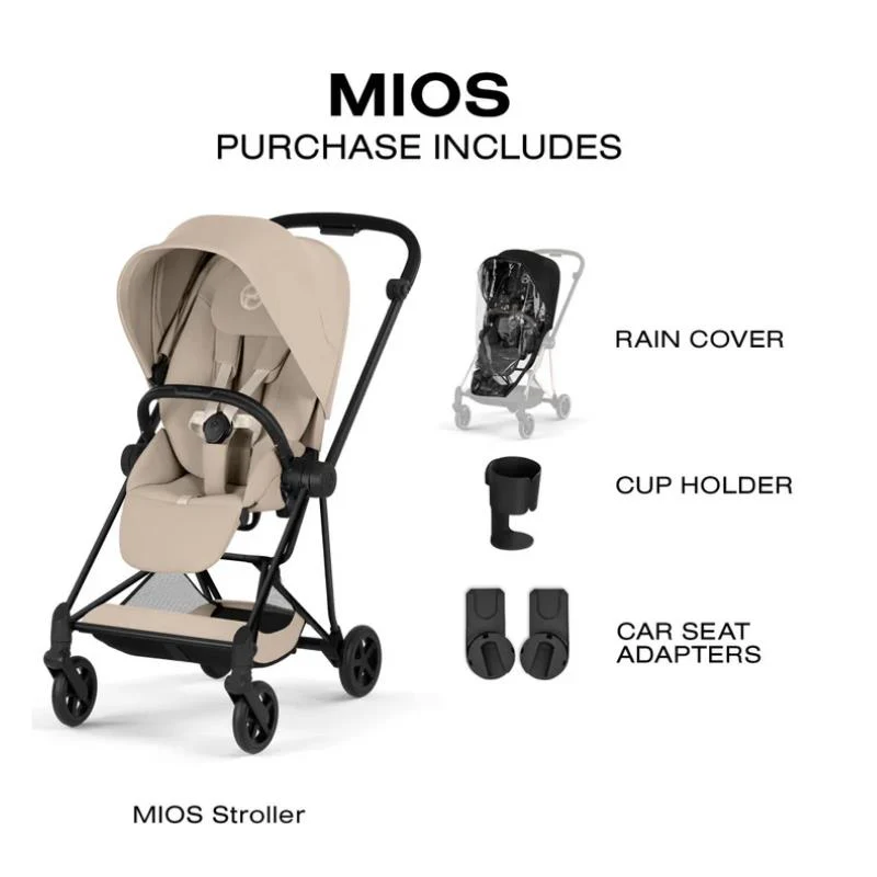 Cybex Mios Stroller, Matte Black Frame/Cozy Beige Lux Seat - Image 8