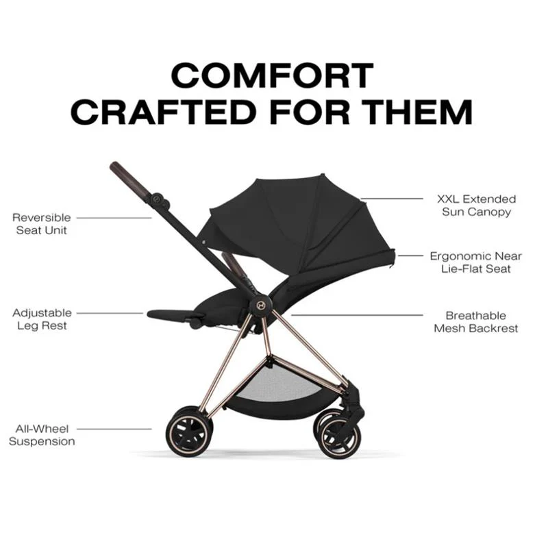 Cybex Mios Stroller, Rose Gold Frame/Sepia Black Lux Seat - Image 6