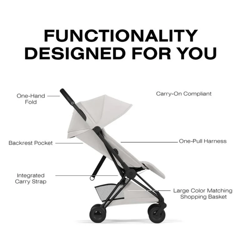 Cybex Platinum Coya Stroller Style Collection, Matte Black Frame/City Grey Lux Seat - Image 3