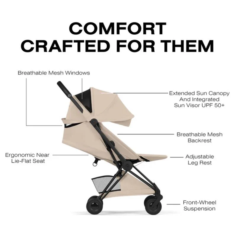 Cybex Platinum Coya Stroller Style Collection, Matte Black Frame/Cozy Beige Lux Seat - Image 3
