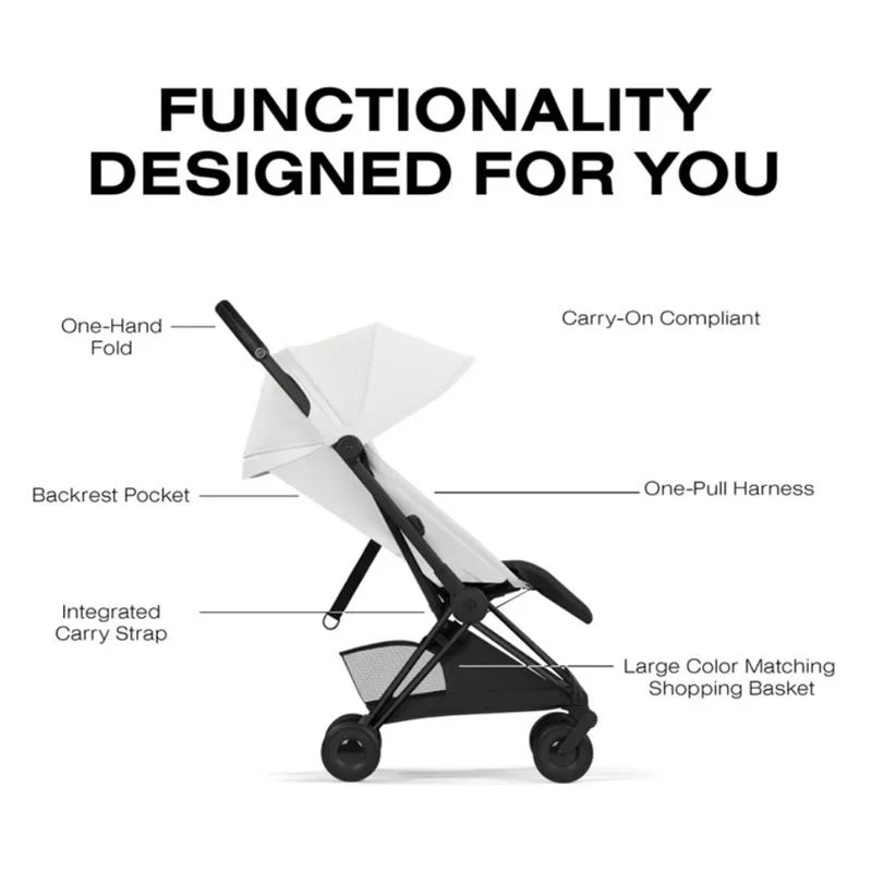 Cybex Platinum Coya Stroller Style Collection, Matte Black Frame/Off White Lux Seat - Image 3