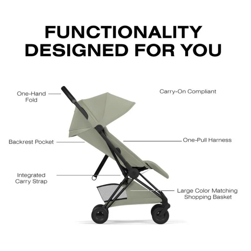 Cybex Platinum Coya Stroller Style Collection, Matte Black Frame/Sage Green Lux Seat - Image 3