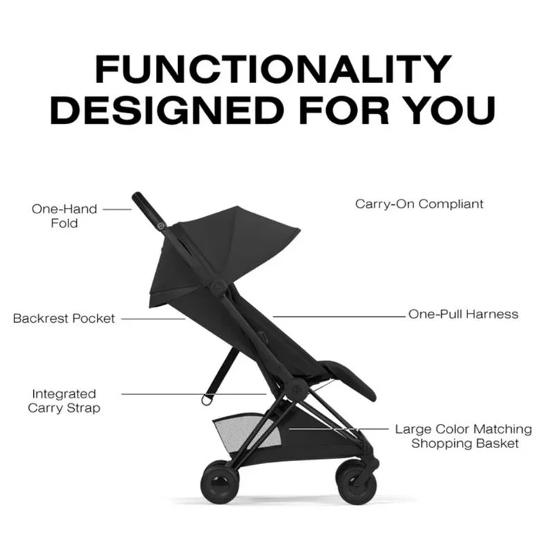 Cybex Platinum Coya Stroller Style Collection, Matte Black Frame/Sepia Black Lux Seat - Image 3