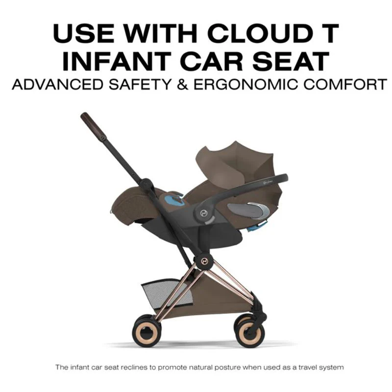 Cybex Platinum Coya Stroller Style Collection, Rose Gold Frame/Coconut Brown Lux Seat - Image 9