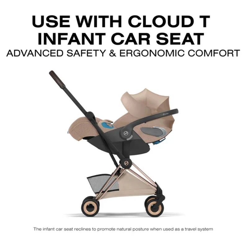 Cybex Platinum Coya Stroller Style Collection, Rose Gold Frame/Cozy Beige Lux Seat - Image 9