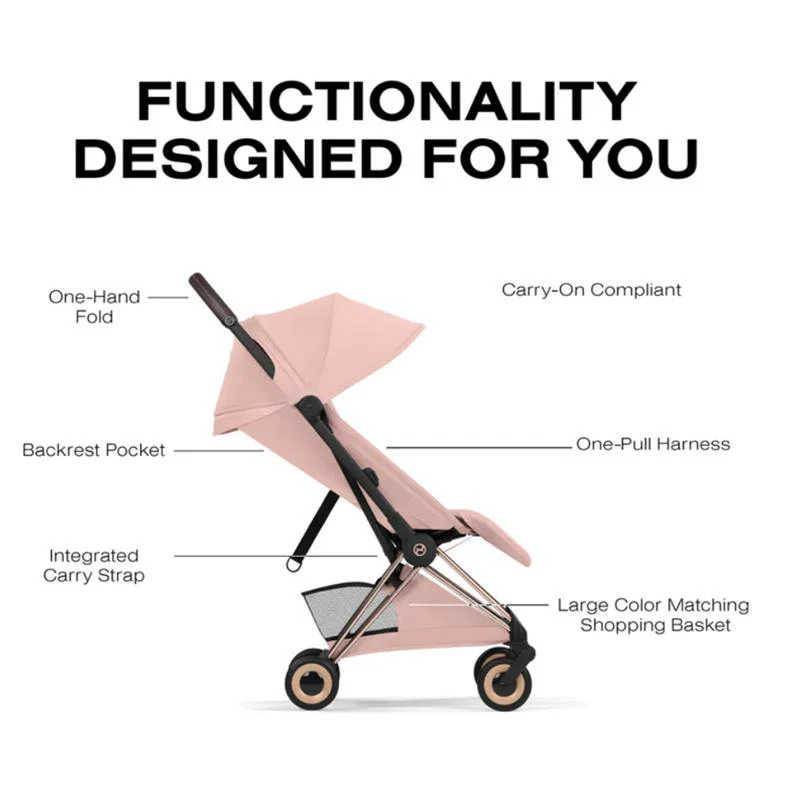 Cybex Platinum Coya Stroller Style Collection, Rose Gold Frame/Peach Pink Lux Seat - Image 3