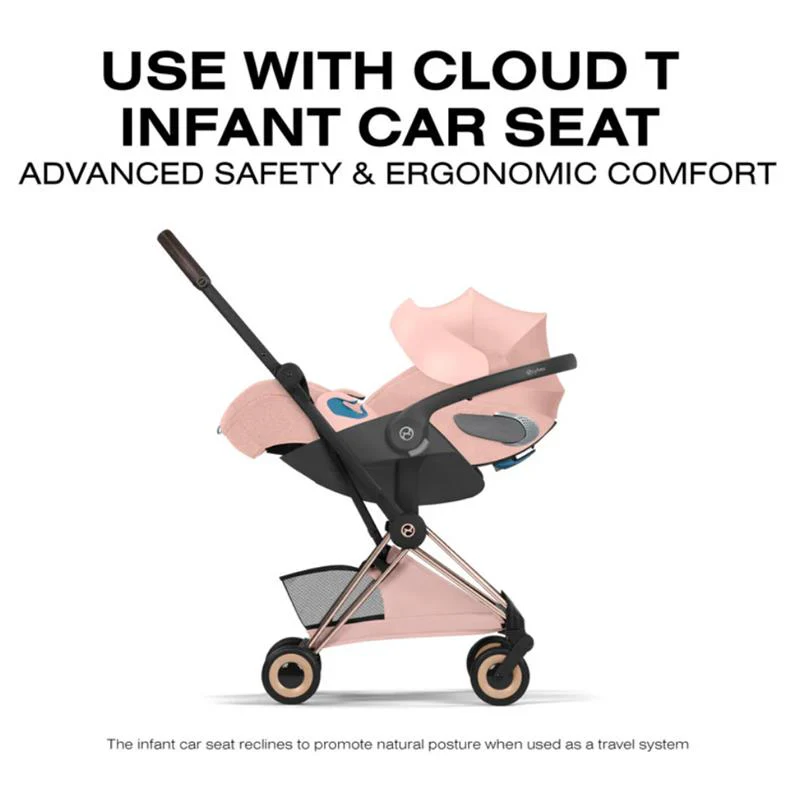Cybex Platinum Coya Stroller Style Collection, Rose Gold Frame/Peach Pink Lux Seat - Image 9