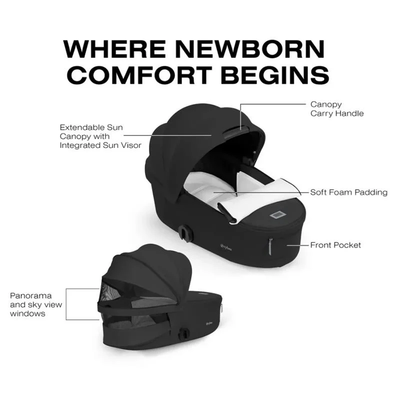 Cybex Priam Fold Lux Carry Cot, Sepia Black - Image 4